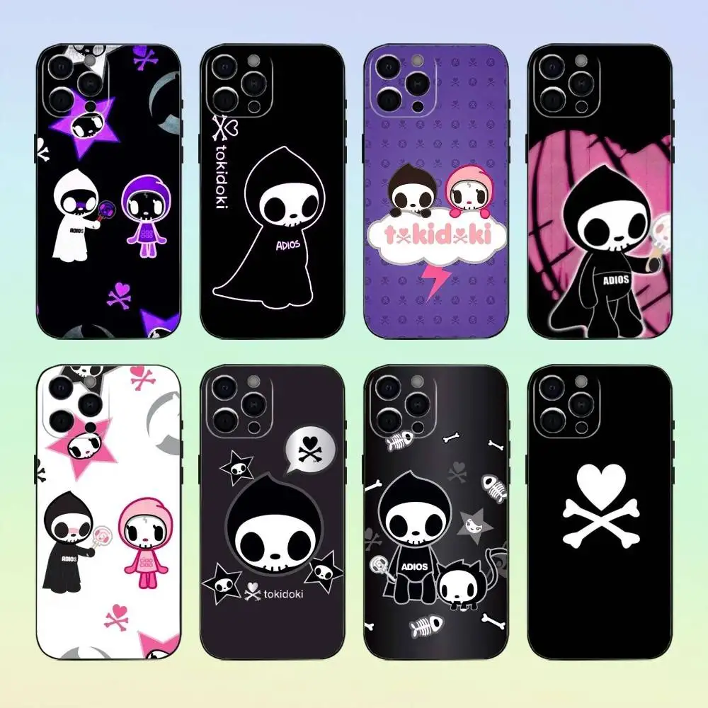 

Japan T-Tokidokis Phone Case Silicone Soft For IPhone 17 16 15 14 13 12 11 Black Soft Silicone case