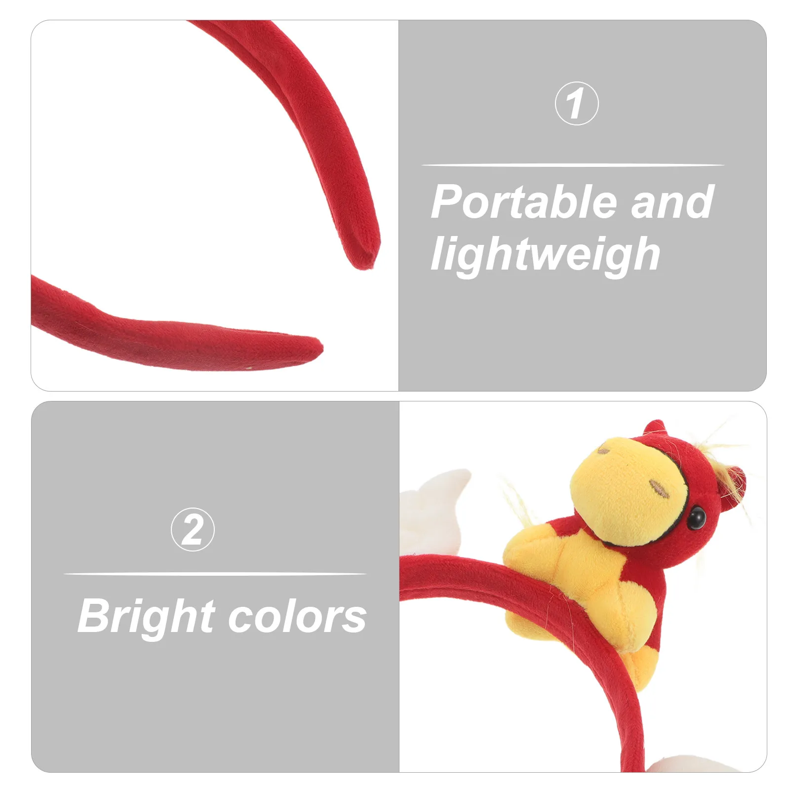 Zodiac Horse Cartoon Headband 2026 New Year Hair Hoop Animal Dress Up Props Birthday Party Cosplay Hair Accessories Farm Photo