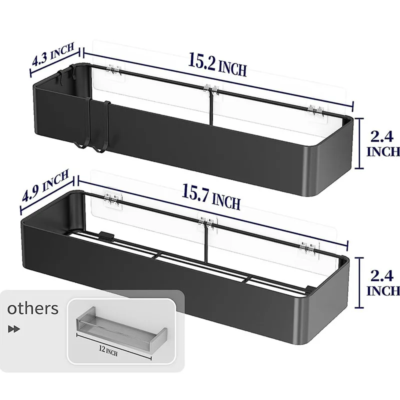 Imagem -03 - Duche Caddy Premium Material Organizador do Chuveiro à Prova de Ferrugão Prateleiras de Chuveiro sem Broca Rack de Aço Inoxidável com Ganchos