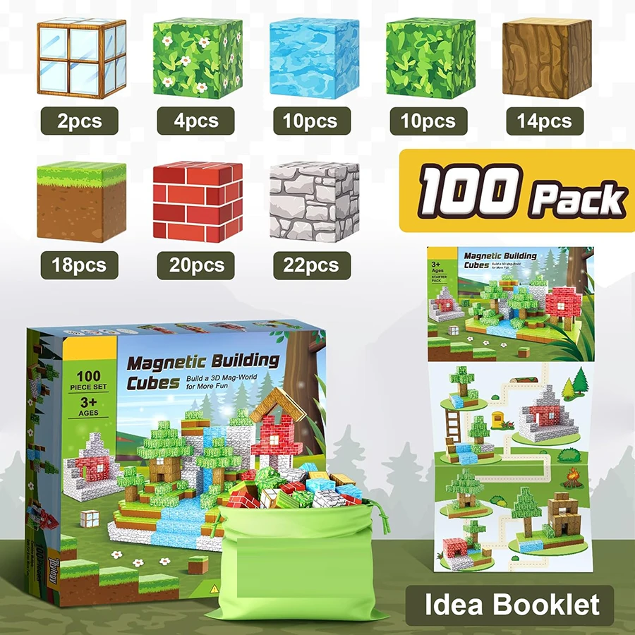 Magnetic Building Block Magnetic Blocks Mine World Set Edition Magnetic Cubes Construction Toys STEM Montessori Sensory Toys