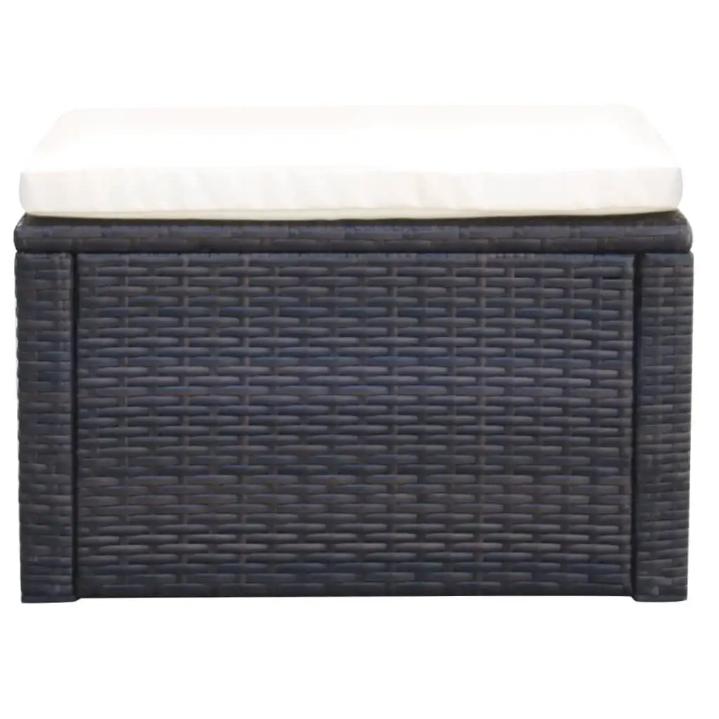 Brown Poly Rattan Footstool Ottoman 20.9x20.9x11.8 Inch - Stylish Outdoor & Indoor Seating