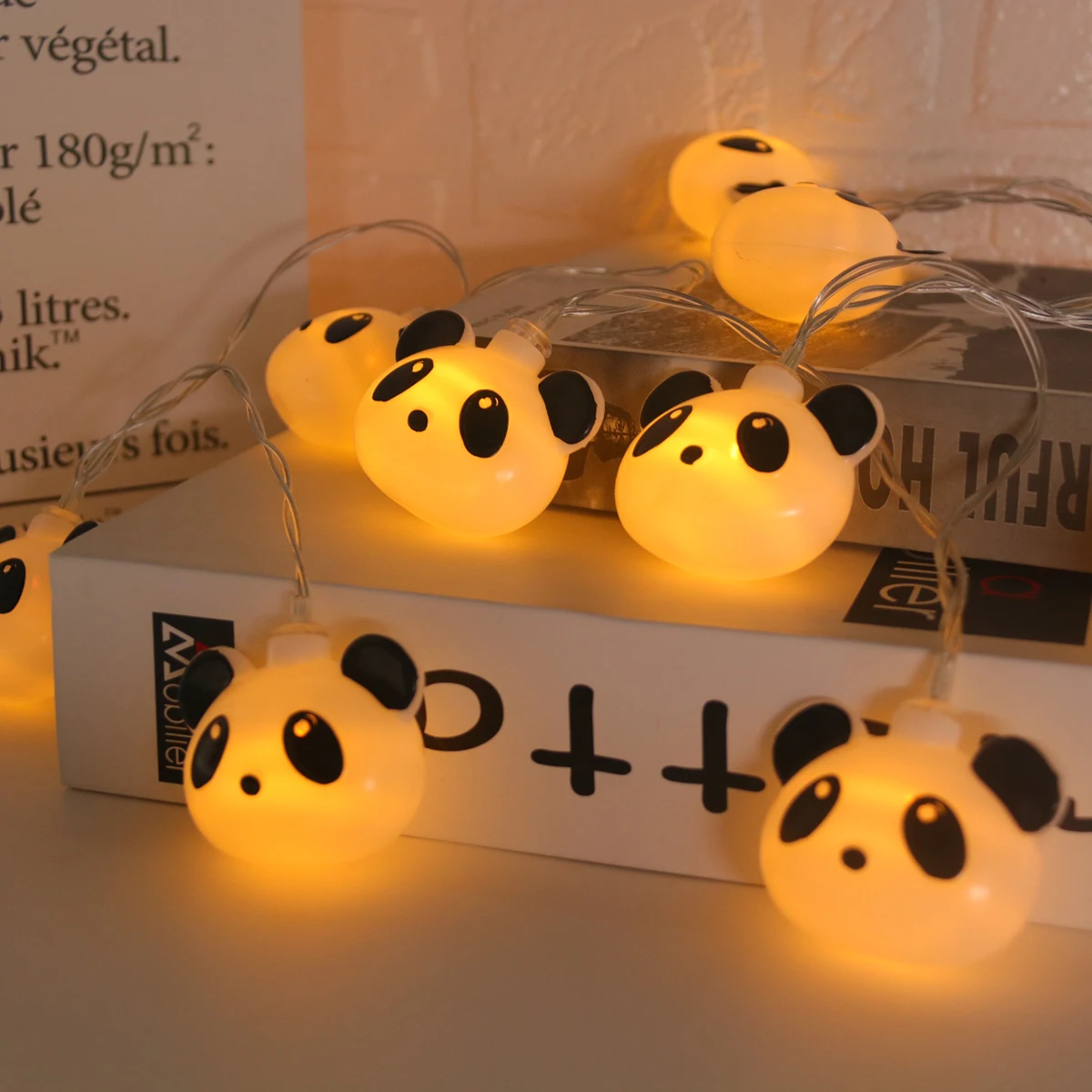 1.5m Cute Panda Head Light String Battery Operated Panda theme Lamps Fairy Night Lights Children panda birthday Party room decor