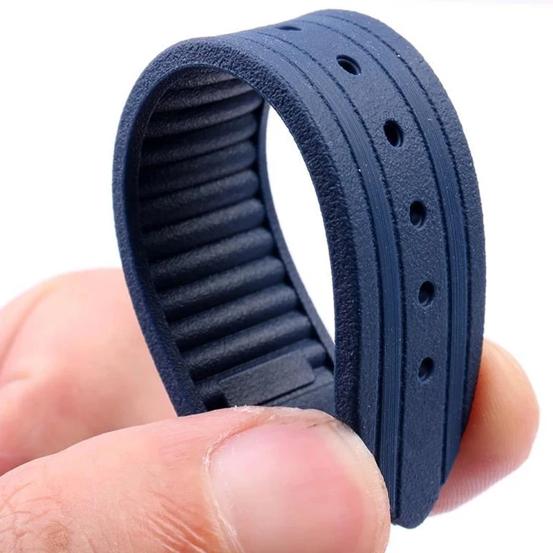 Rubber Watch Strap for Omega for Seamaster 300 Watchband High-Quality Watch Band Folding Clasp Men Curved End Watch Accessories