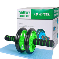 2 Wheels Exercise Ab Wheel Non-Slip Handle Abdominal Roller Training Tool Yoga Mat Fitness Core Workout ABS Arms Back