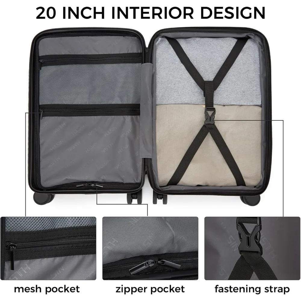 Lightweight Hardside Expandable Spinner Suitcase 20 Inch TSA Lock Airline Approved Travel Luggage 22x14x9 Inch