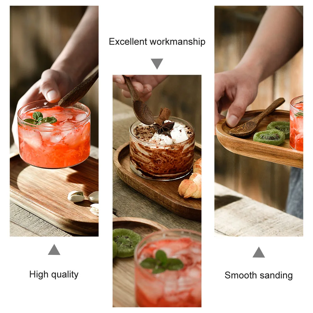 

Acacia Wood Coffee Serving Snacks Storage Snacks Storage Tray Afternoon Tea Tray Milk Cup Multi Purpose Practical Home Use