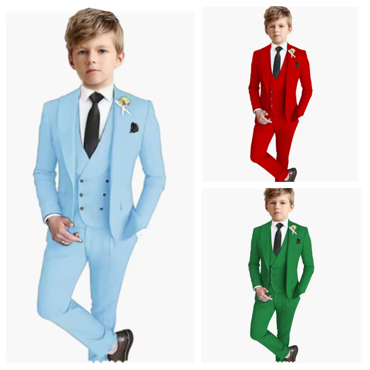 

Boy's multicolor wedding suit birthday party boys' suit host piano performance dinner show performance ceremony outfit set
