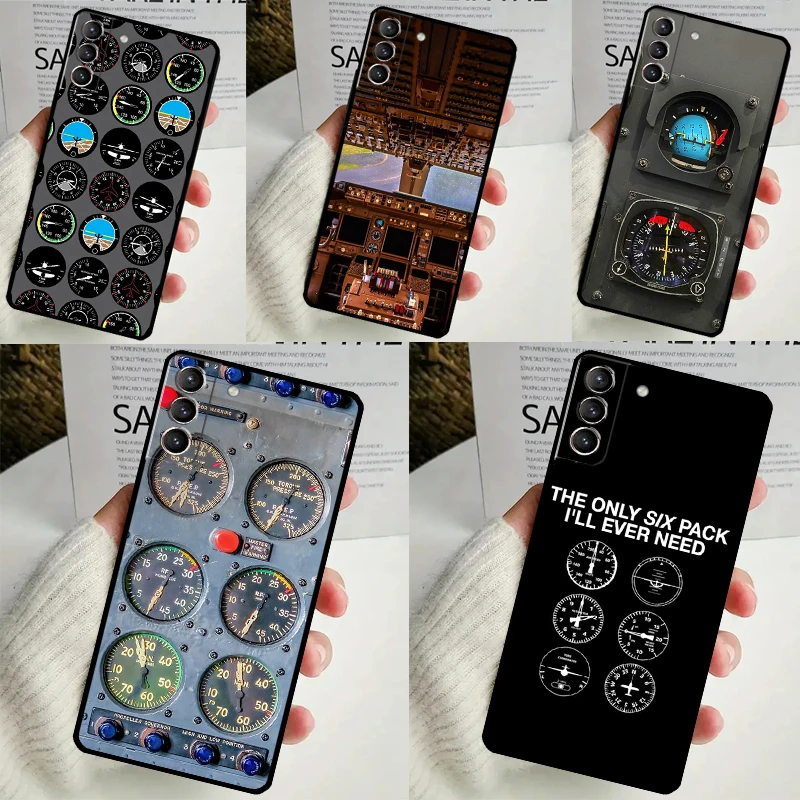 Aviation Aeroplane Pilot Cockpit Case For Samsung Galaxy S22 S23 S24 Ultra Note 20 10 S8 S9 S10 Plus S21 S20 FE Soft Cover