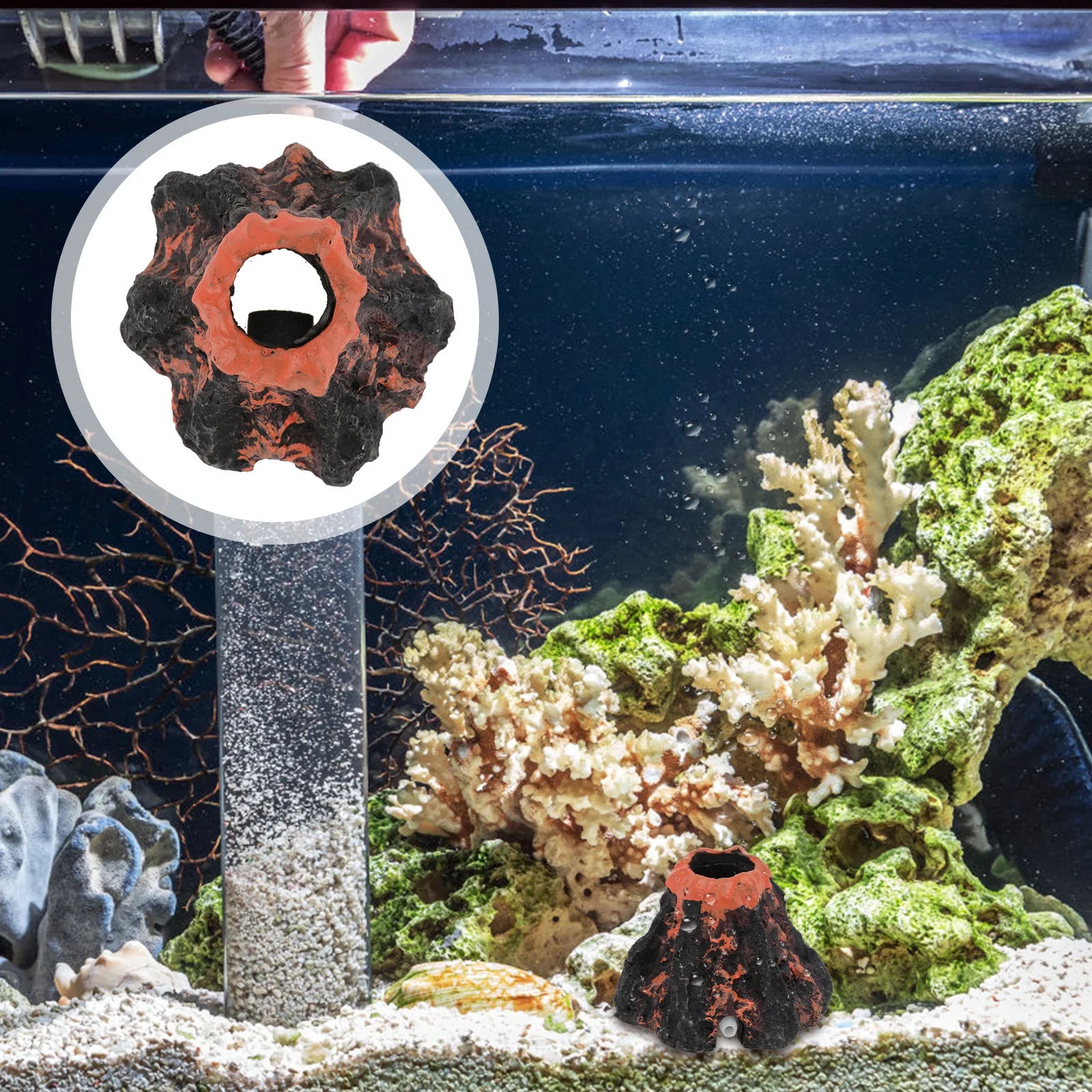 

2Pcs Fish Tank Volcano Decor Resin Craft Aquarium Ornaments Underwater Landscape Fine Workmanship Durable Design