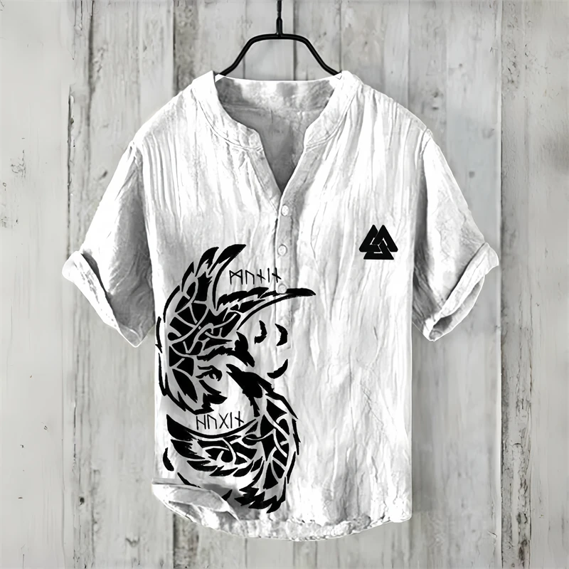 Spring and summer men\'s and women\'s shirts, fashionable shirts, casual fish pattern Hawaiian style printed shirts, linen tops