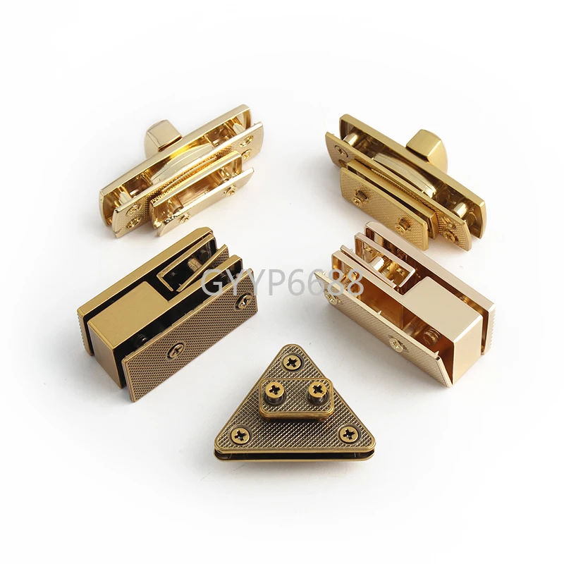 2-5-20Sets Triangle/Rectangle Metal Flip Lock For Handbag Purse Briefcase Bag Turn Twist Lock Press Push Lock Buckle Accessories