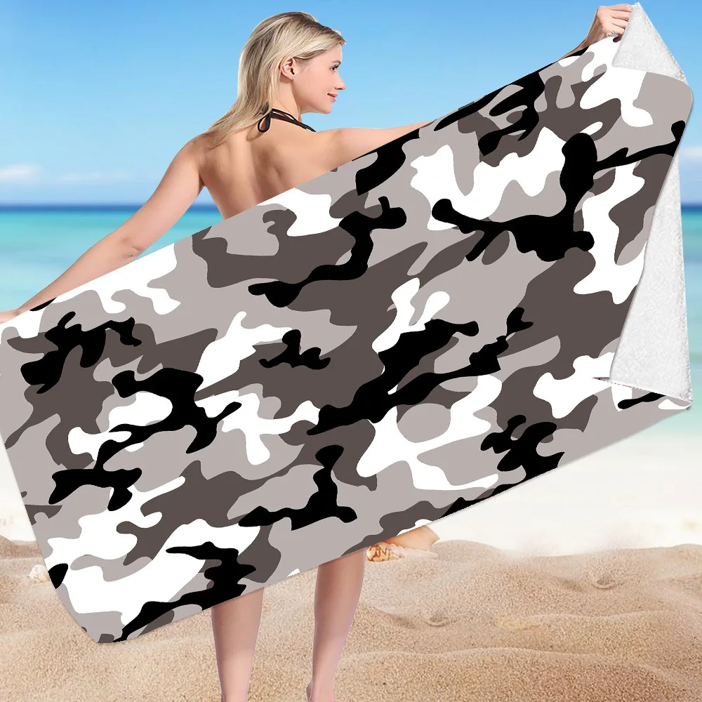 Camo Military Camouflage Beach Towel Geometric Super-Absorbent Soft Towel for Bathroom Beach Kitchen Gym Yoga Face Towel for Kid