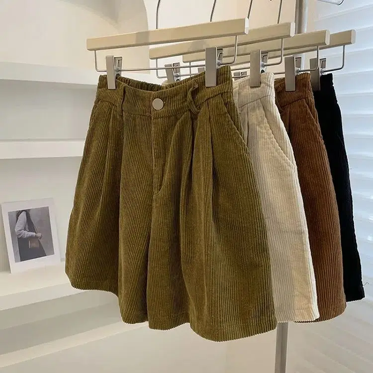 

High Waist Women Retro Corduroy Pants Straight Causal Length Trousers Vintage Coffee roupas femininas skorts women goth pants