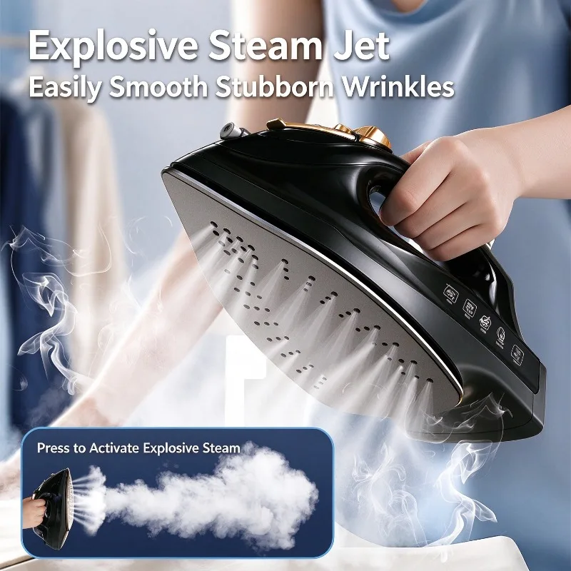 Steam Iron Garment Steamer 5 Temperature Settings Handheld High Power Dry Wet Use Small Home Fabric Ironing Machine