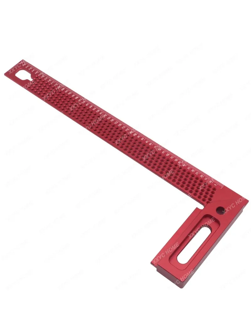 Woodworking Square Aluminum Framing Mitre Square Carpenter Scribe L-Type Hole Ruler Aluminum Right Angle Protractor Mark Gauge