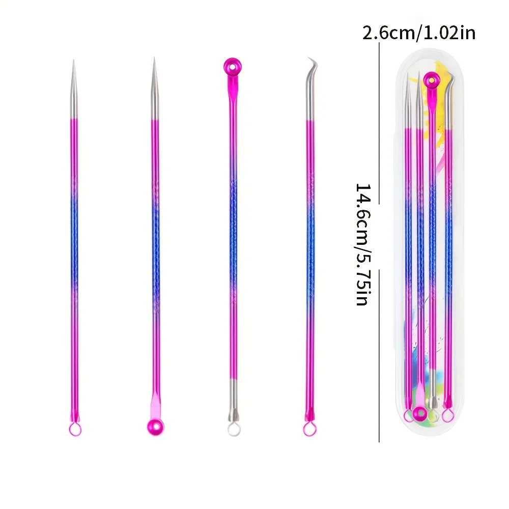 4ピースニキビ抽出セット、顔のニキビ、黒ずみ、ニキビを取り除くために使用され、肌を滑らかで柔らかくします。