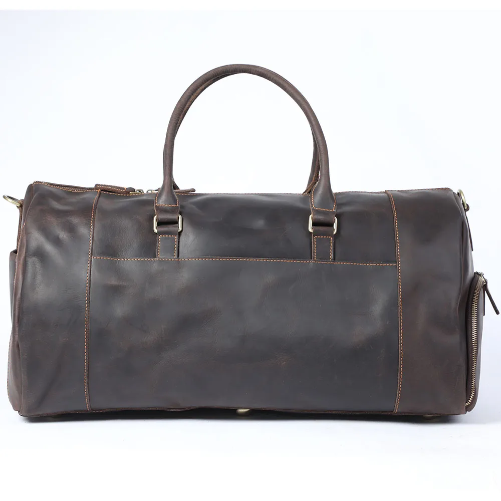 S.WORKER Luxuriöse Reisetasche aus Vollnarbigem Rindsleder im Vintage-Stil, Große Handgepäcktasche – Detail 27