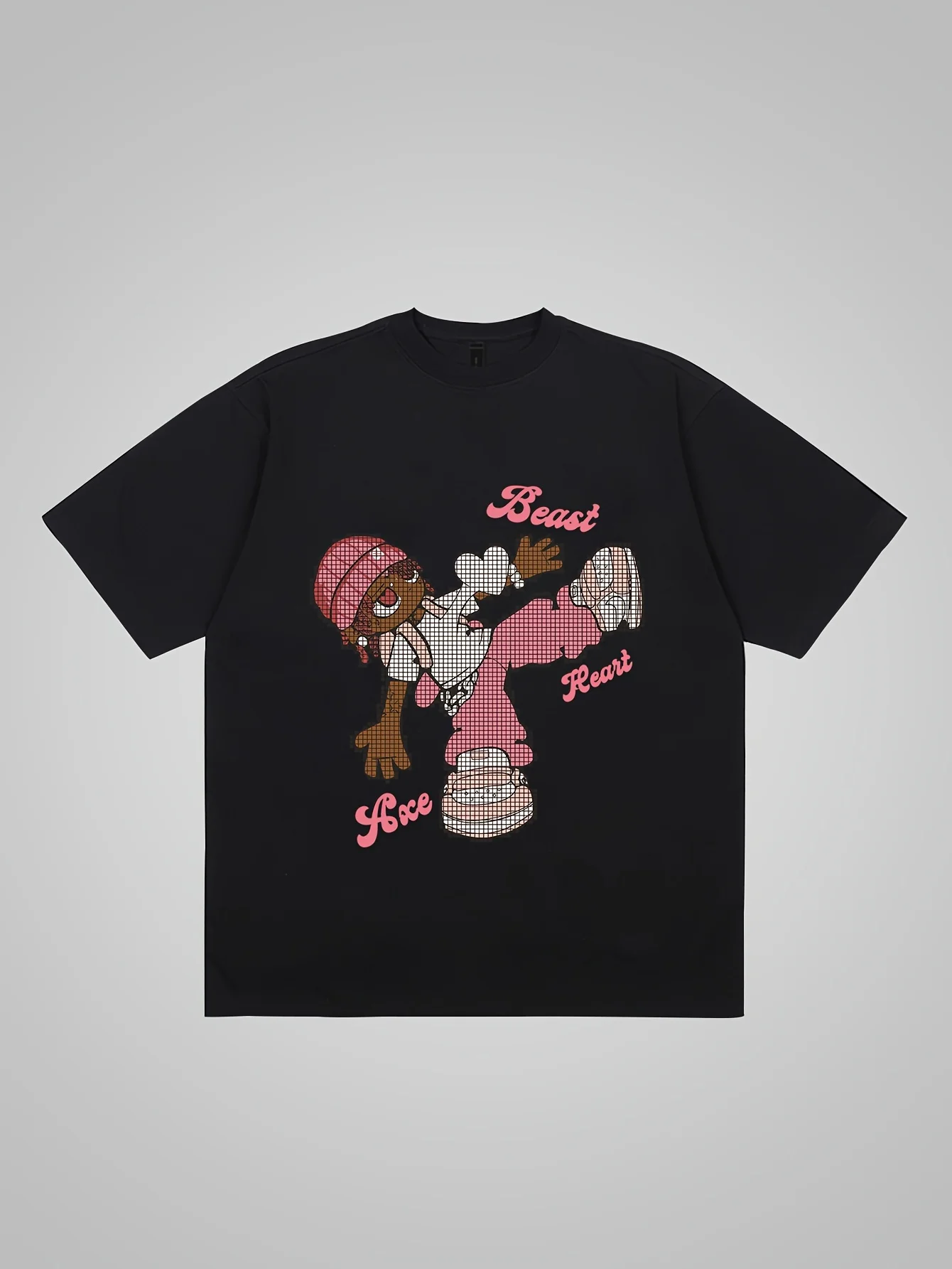 Breakdance Cartoon Character with Beast Text Graphic Tee for Men Breathable 100% Cotton Perfect for Summer Streetwear Style