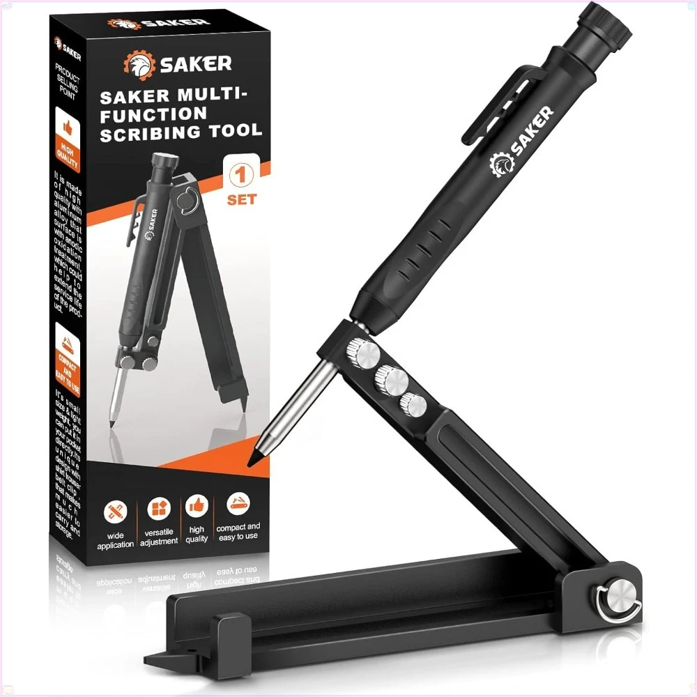 

Aluminum alloy marking tool with deep-hole pencil, DIY woodworking marking gauge, scribe, and line marking measuring tool.