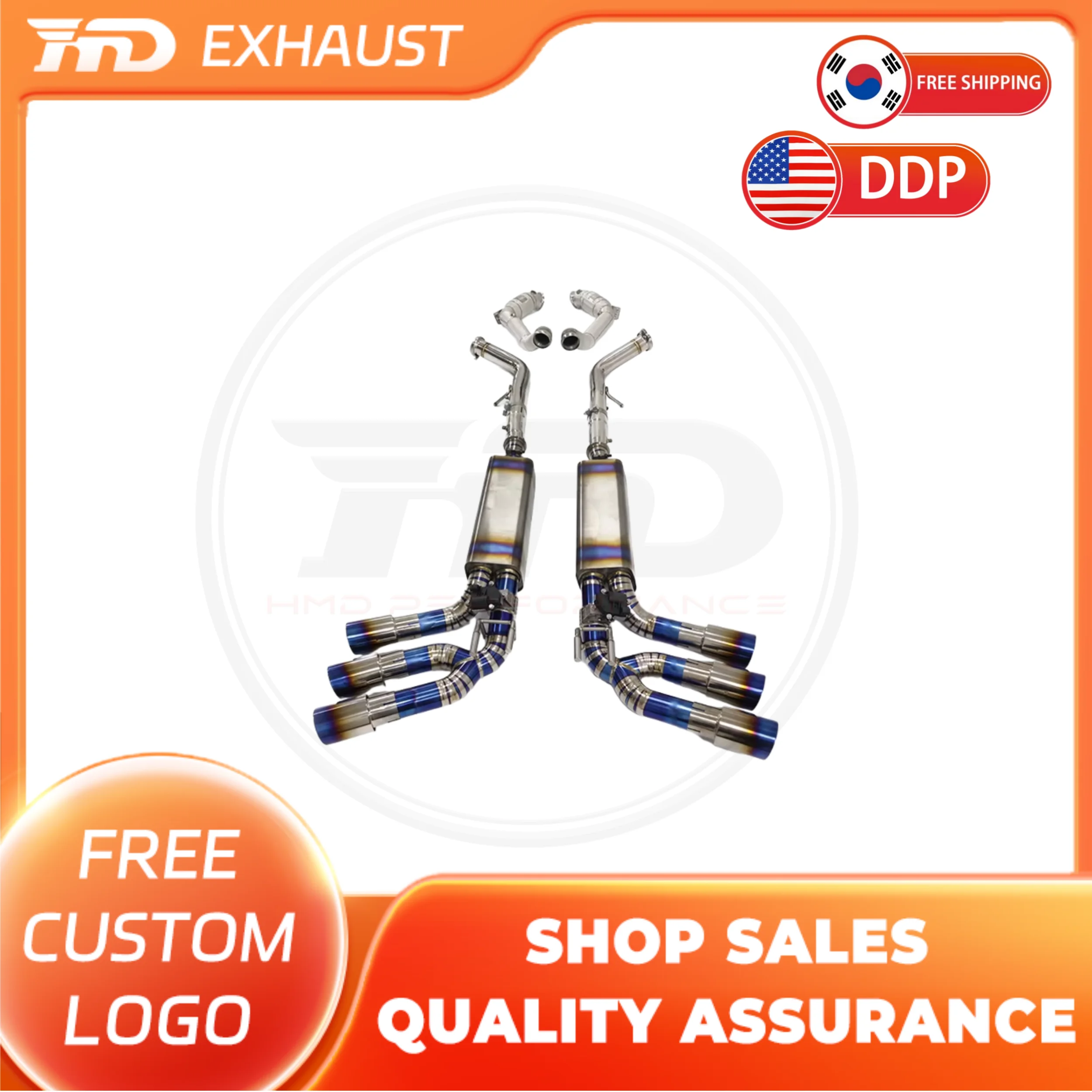 

HMD Титановая полная даунпайп Catback для Mercedes-Benz G-Class W463A W464 G63 G500 2019 + глушитель выхлопной системы