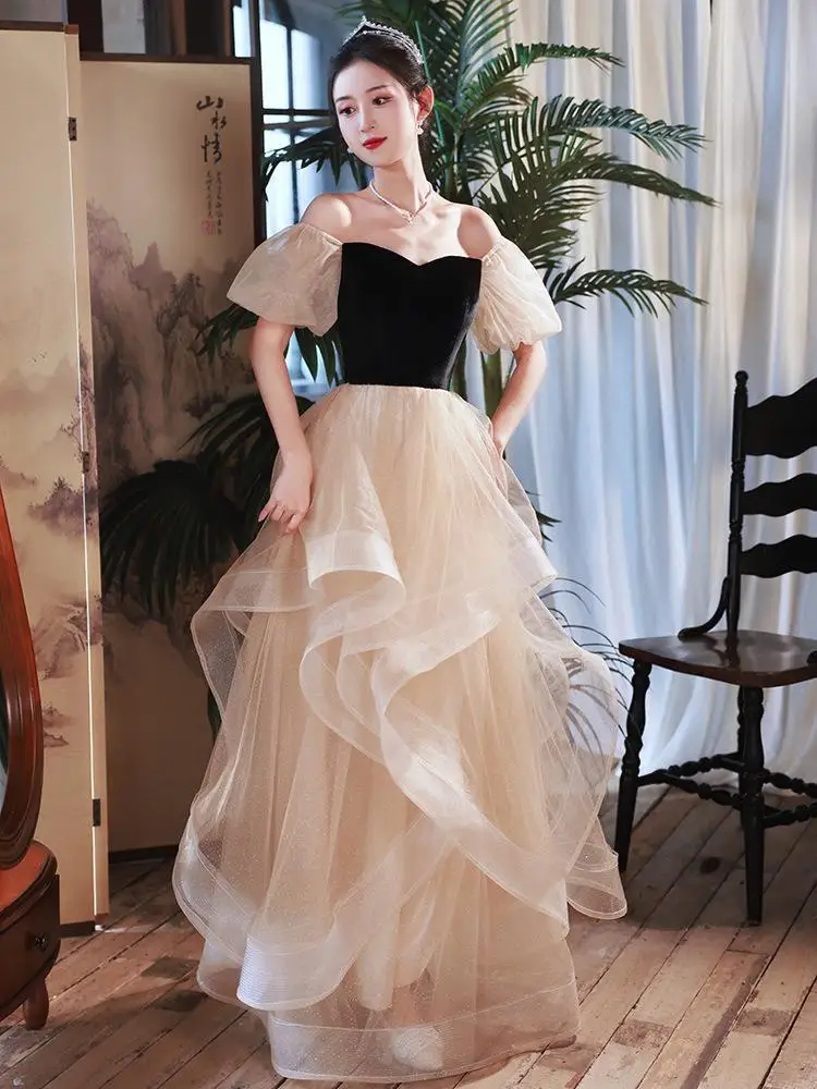 Akşam elbise kadın moda batı tarzı yeni yetişkin töreni doğum günü partisi ana sanat sınav performansı