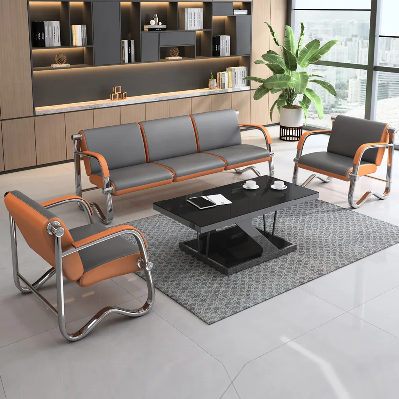 

Wrought iron office small sofa three-person waiting area business reception room sofa combination simple, simple and modern