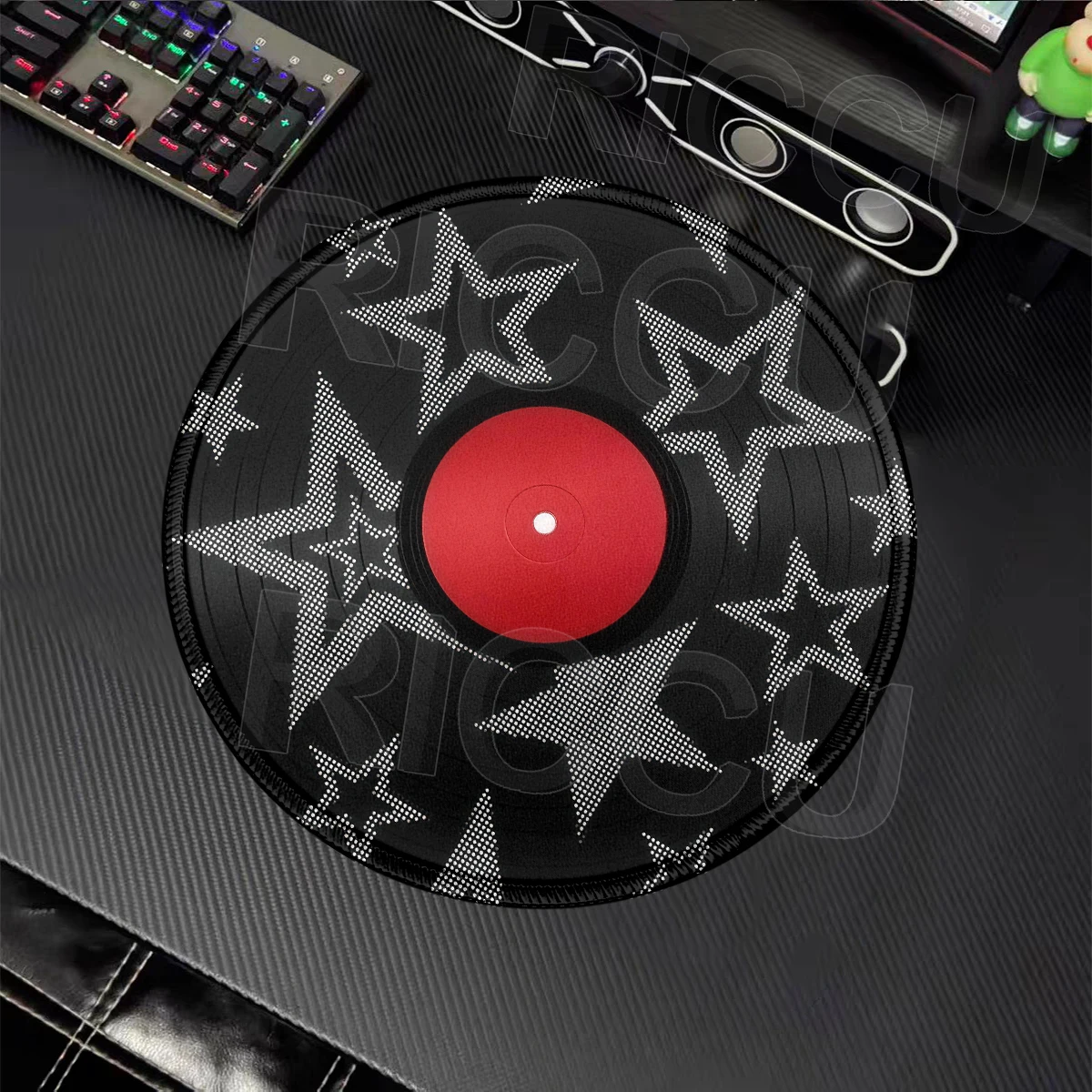 Vintage Vinyl Inspired Mouse Pad Round Non-Slip Rubber PC Desk Mat Accessories Office Mouse Mats Playmat Rug Desks Accessories