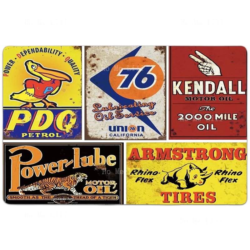 Tin Signage Replicates Vintage Advertising Antique Metal Signage Primitive Forest Animals Carpet Non-Slip Flannel Mat