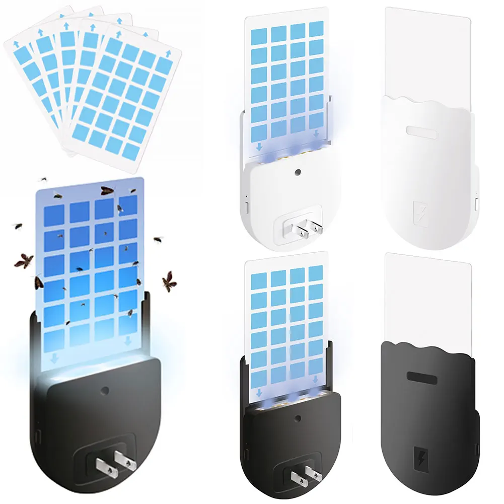 Plug-in Mosquito Killer Sticky Gnat Traps Multi Modes Moth Catcher Dimmable with 5 Stickers for Moth Mosquito Fruit Fly