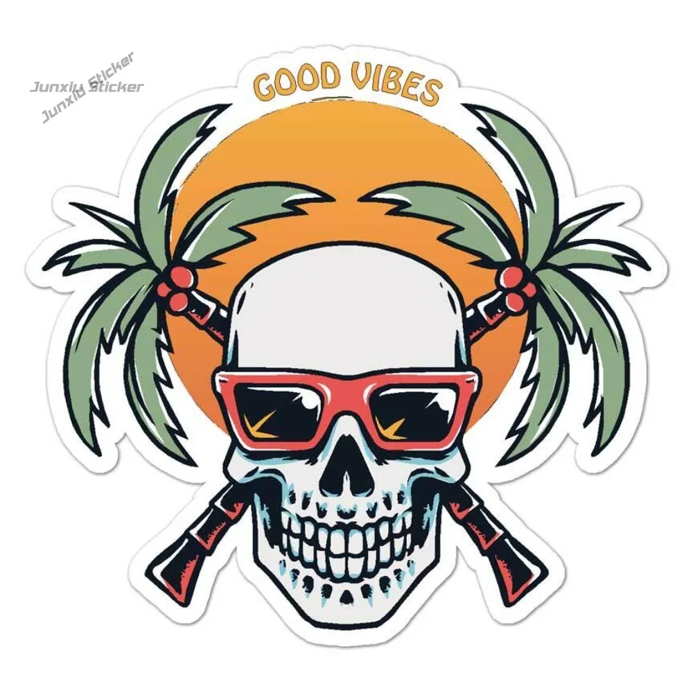

Good Vibes Palm Skull Vinyl Decal Sticker Indoor Anime Window Sticker Waterproof Vinyl Decal UV Resistant Decoration Accessories