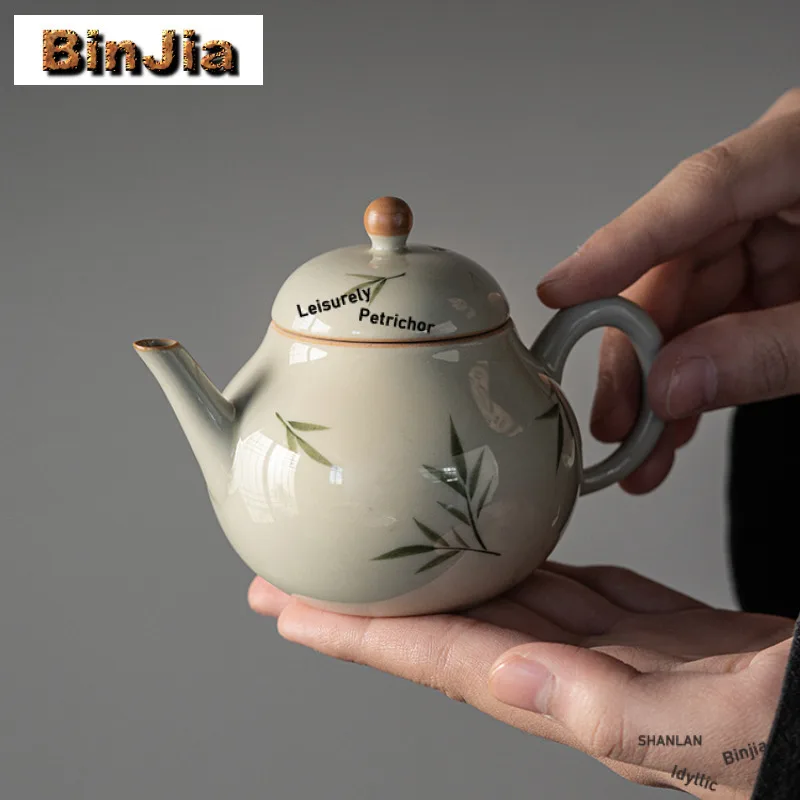 

130ml Hand-painted Bamboo Teapot Elegant Tea Infuser Pot Tea Making Kettle With Ball Hole Tableware Accessories Collection