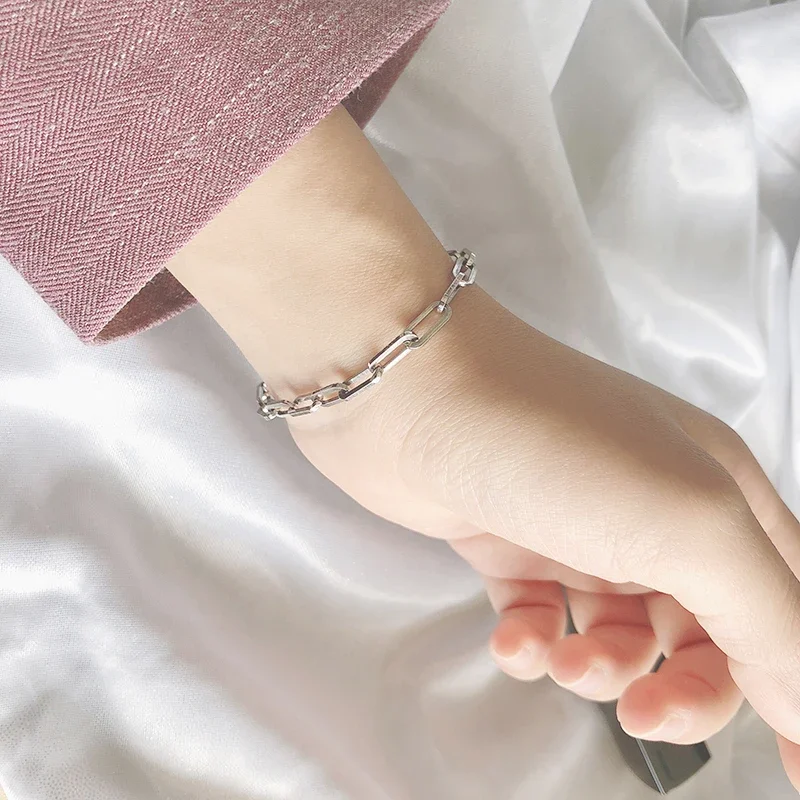 S925 Sterling silver retro cross bracelet Korean fashion pop personality chain female accessory