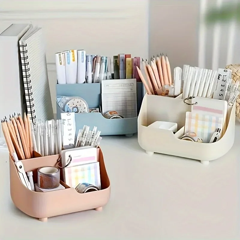 Image of 1 Stück Große Kapazität Einfache Einfarbige Fünf-Fächer Desktop-Aufbewahrungsbox Multifunktionale Material-Tischaufbewahrungsbox