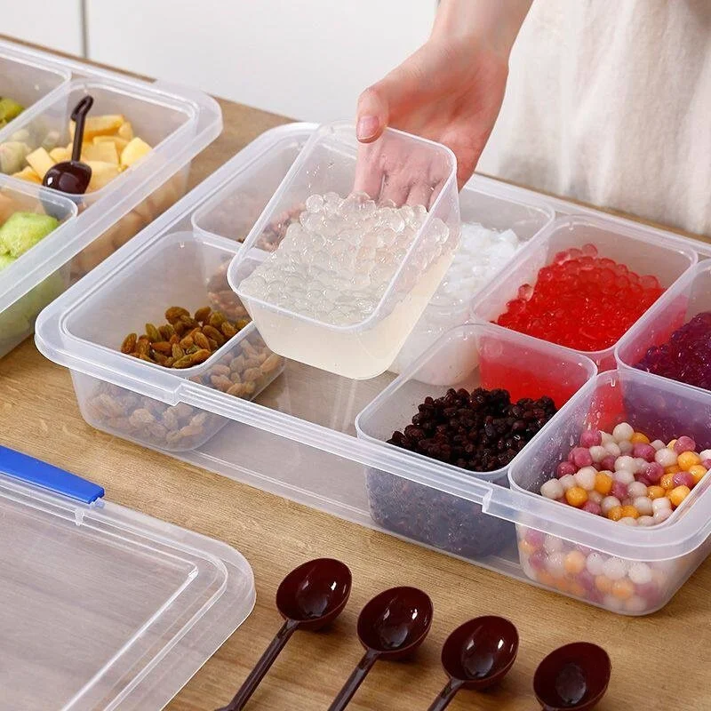

Commercial Grade Food Storage Box Sealed Seasoning Ice Cream Organizer Kitchen Outdoor Refrigerator Multi Grid Tray