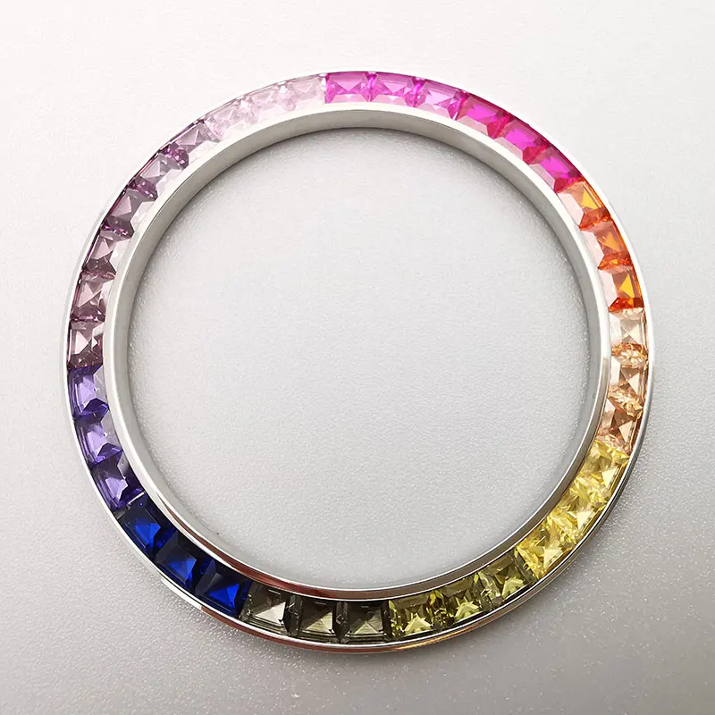 

High Quality Rainbow Gems Diamond Watch Bezel For RLX 116598 116599 116595, Aftermarket Watch Parts.