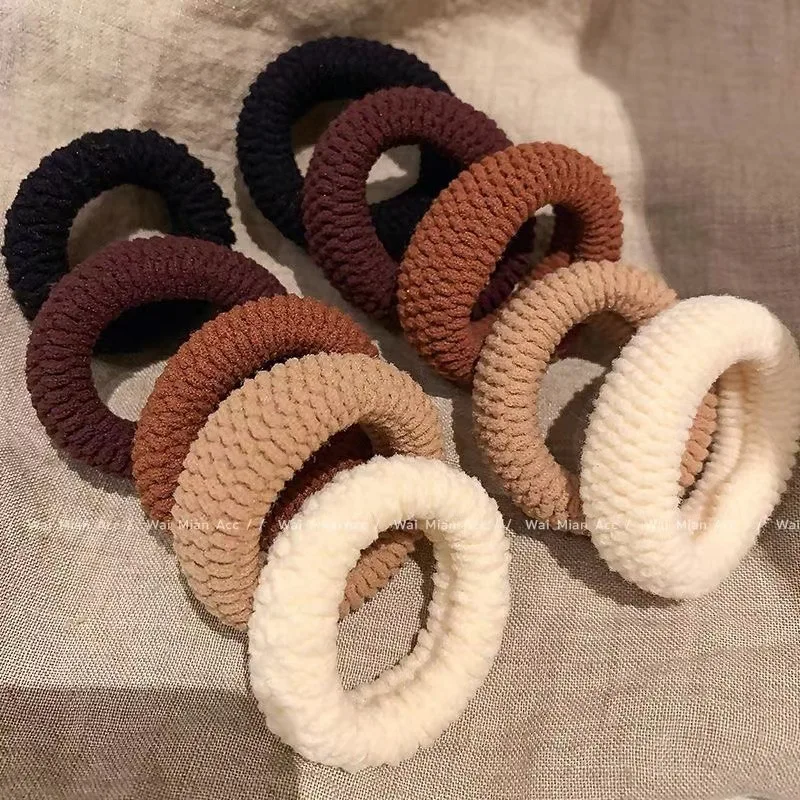 5/10 مزيج الألوان مرونة عالية سميكة متعددة الاستخدامات ربطات شعر بسيطة، صديقة للشعر (لون عشوائي) ربطات شعر حبل للشعر