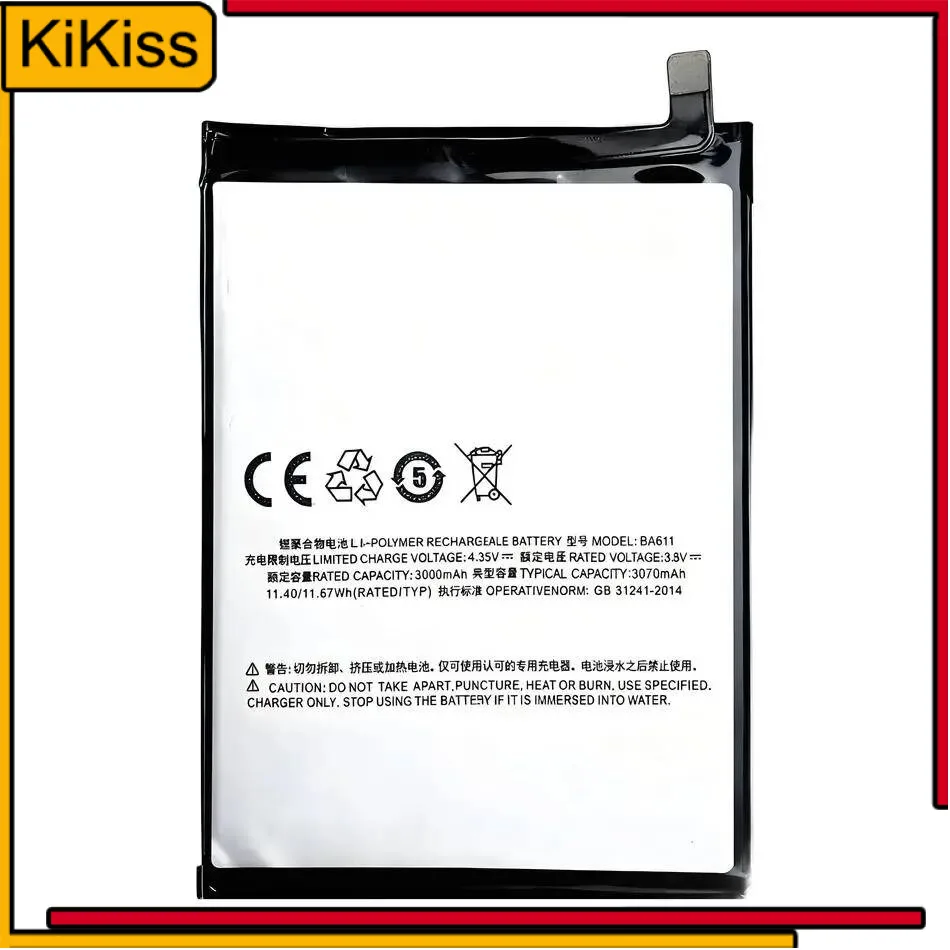 Reliable Power Supply 3070Mah BA611 Replacement For Meizu M5 M611H M611Q M611M Mobile Phone Battery