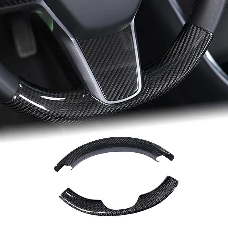 

2023 New Style Real Carbon Fiber Car Steering Wheel Decorative Cover For Tesla Model 3/Y Car Interior Protective Accessories