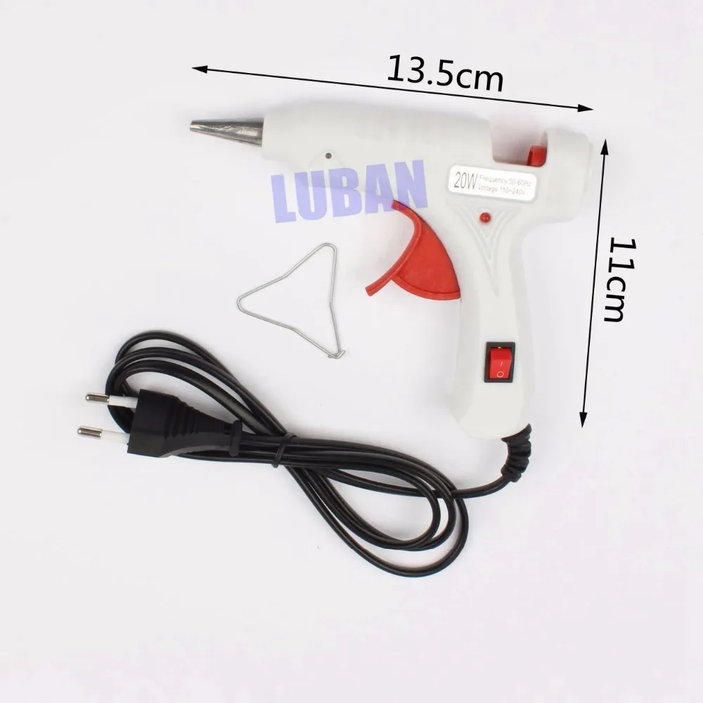 20W EU/US 플러그 핫멜트 글루건 3개 20cm 산업용 열 열 온도 도구 블루 화이트