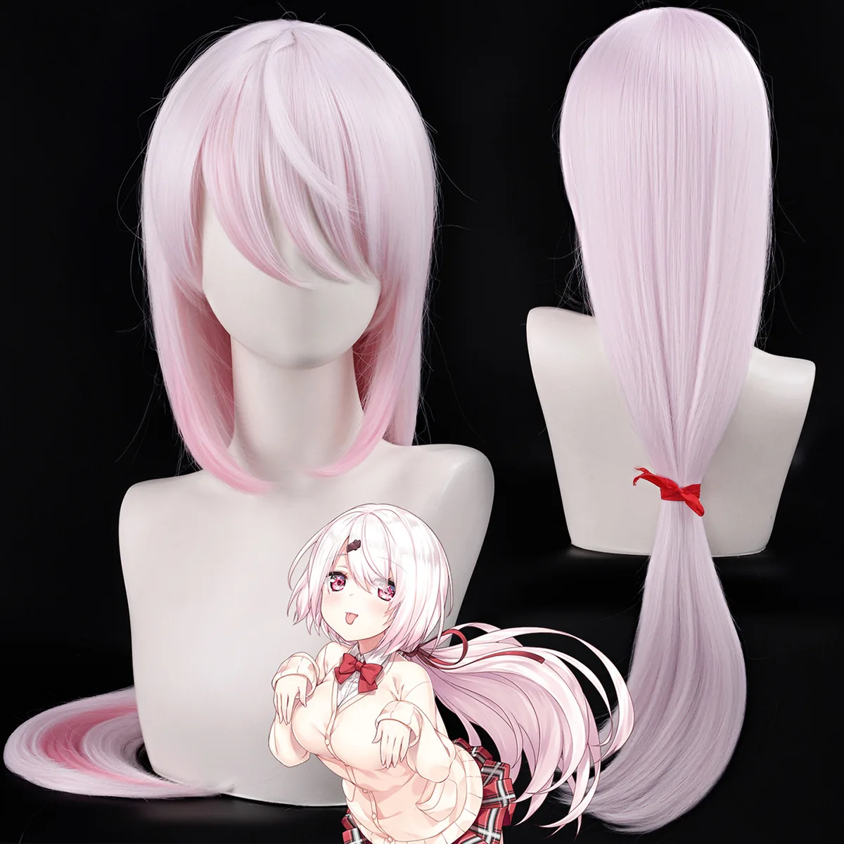 Peluca de cosplay de Master Shengda, peluca de fibra sintética de la sociedad arcoíris, Youtuber virtual Shiina Yuika Shiina Wei Hua