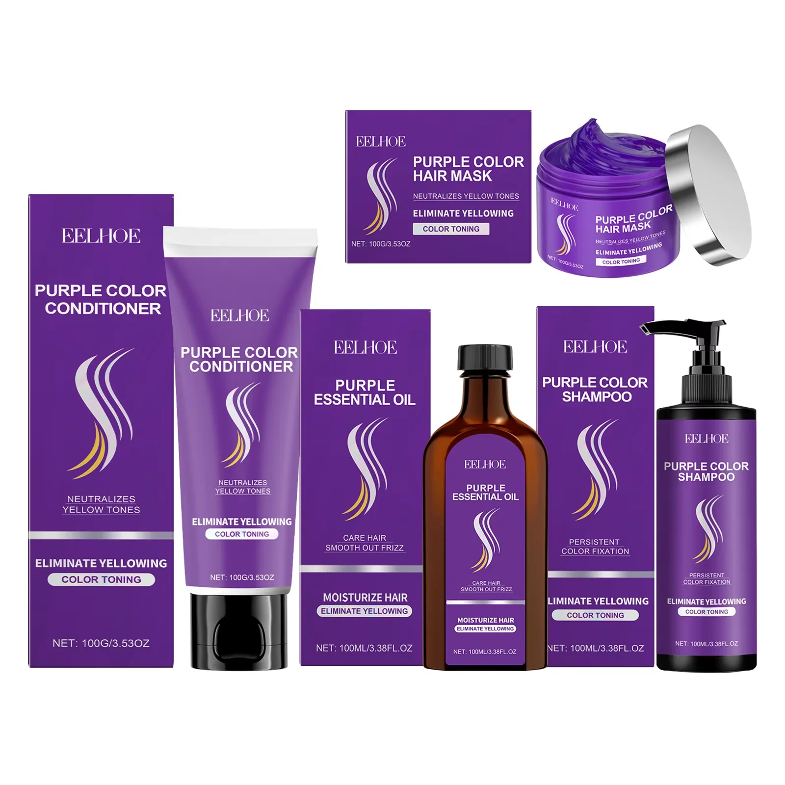 Eelhoe Vitamin E Hair Care Series Dry Damaged Treatment Deep Nourishing Repairs Conditioner Oil Control Hair Growth Shampoo Set