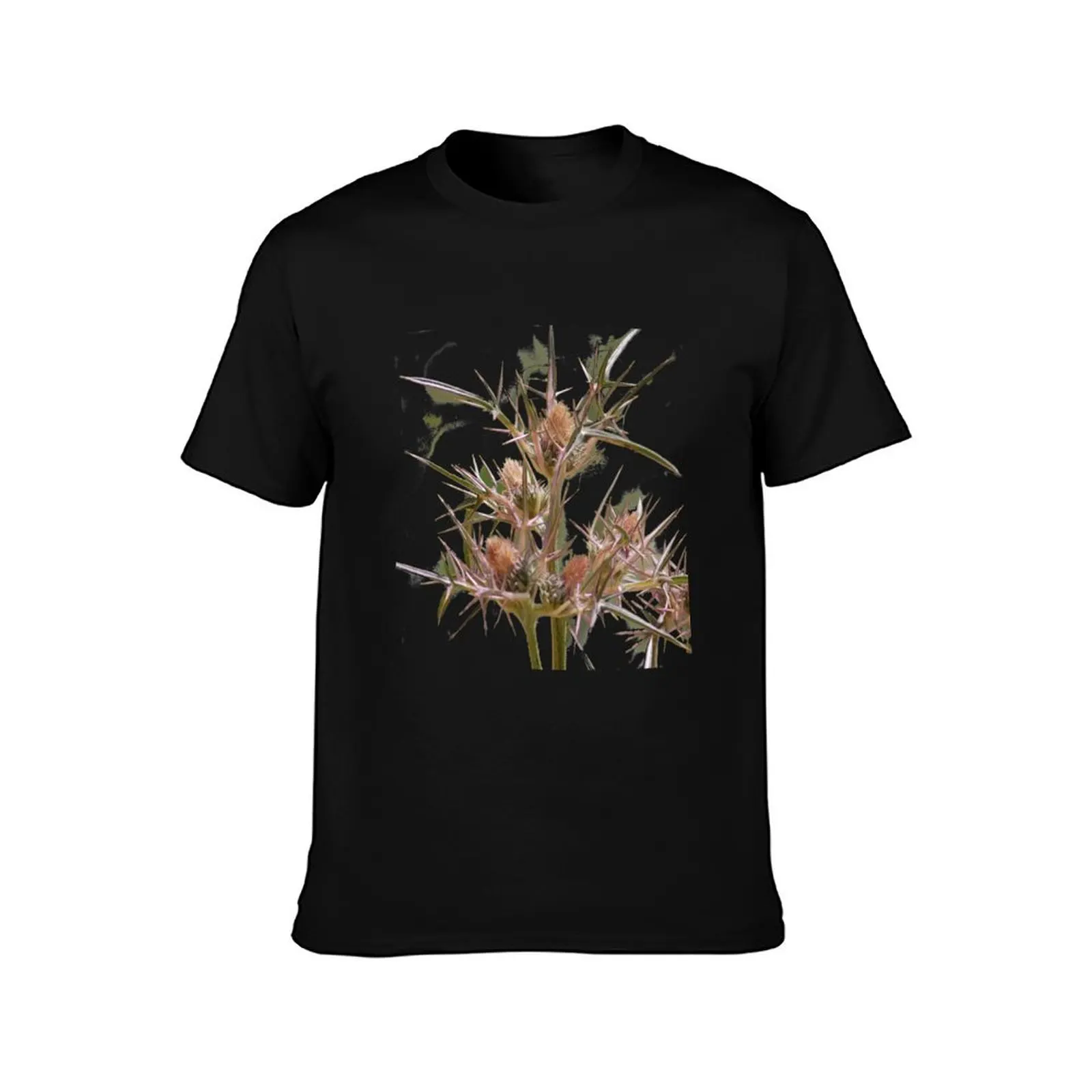 Thistle prickly flower T-Shirt Summer Casual Cotton Tee Oversized Streetwear Tops Vintage Graphic Print Unisex Men Women