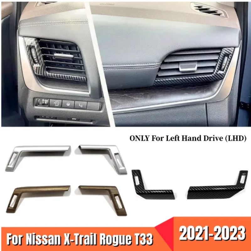 Carbon Fiber Car Dashboard Left Right Air Outlet Trims Vent Kit for Nissan X-trail T33 Rouge 2021 2022 2023 Interior Accessories