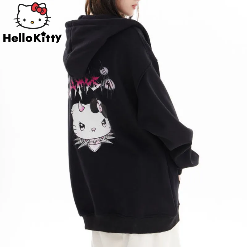 

Sanrio Hello Kitty New Korean Hoodies Cartoon Cute Devil Sweatshirts Autumn Zipper Coat Women Cardigan Tops Hooded Y2k Clothes