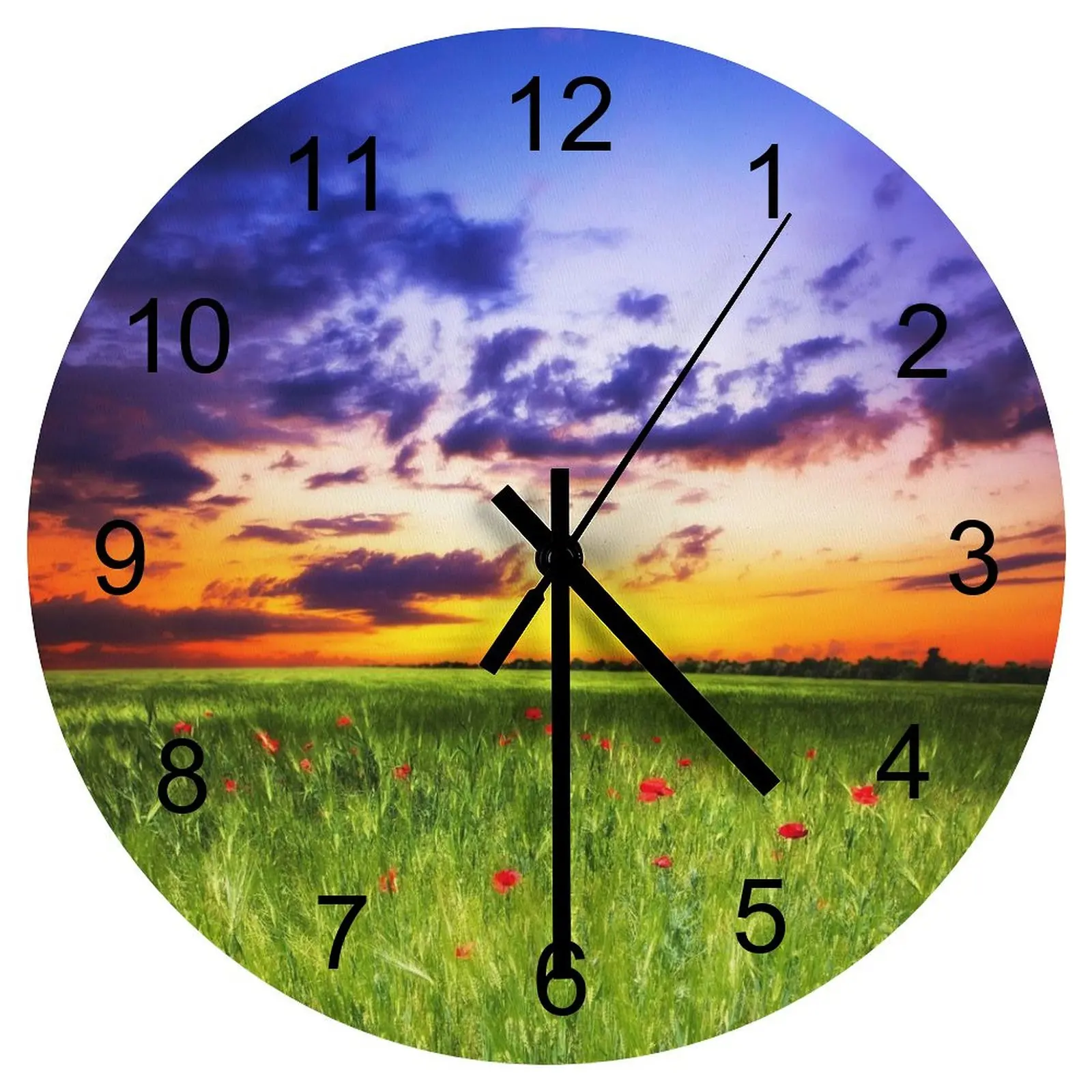 

Nursery Wall Clock Appealing Flowers Nature Clocks 12 inch Mute Wood Round Creative Keyhole Hanging Classic