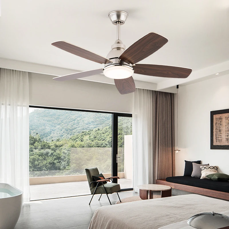 Wooden Blade Ceiling Fan with Light Modern Simplicity Fan lights Indoor  Bedroom Lighting LED Silent Ventilator