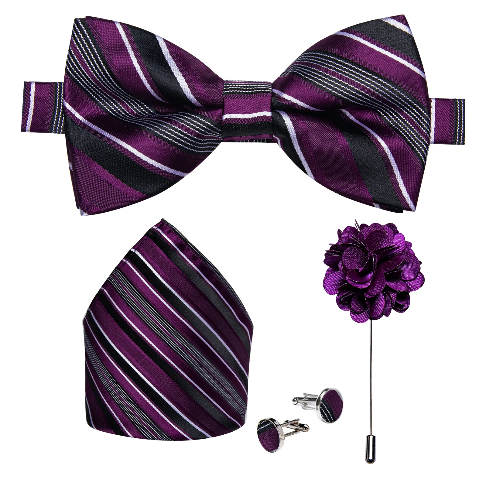Hochzeitsfliege für Herren, klassisch rot, vorgebundene Fliege, Manschettenknöpfe, Ansteckblume, Set für Partys, Schmetterlingsknoten, Geschenk, Herren-Accessoires – Detail 32