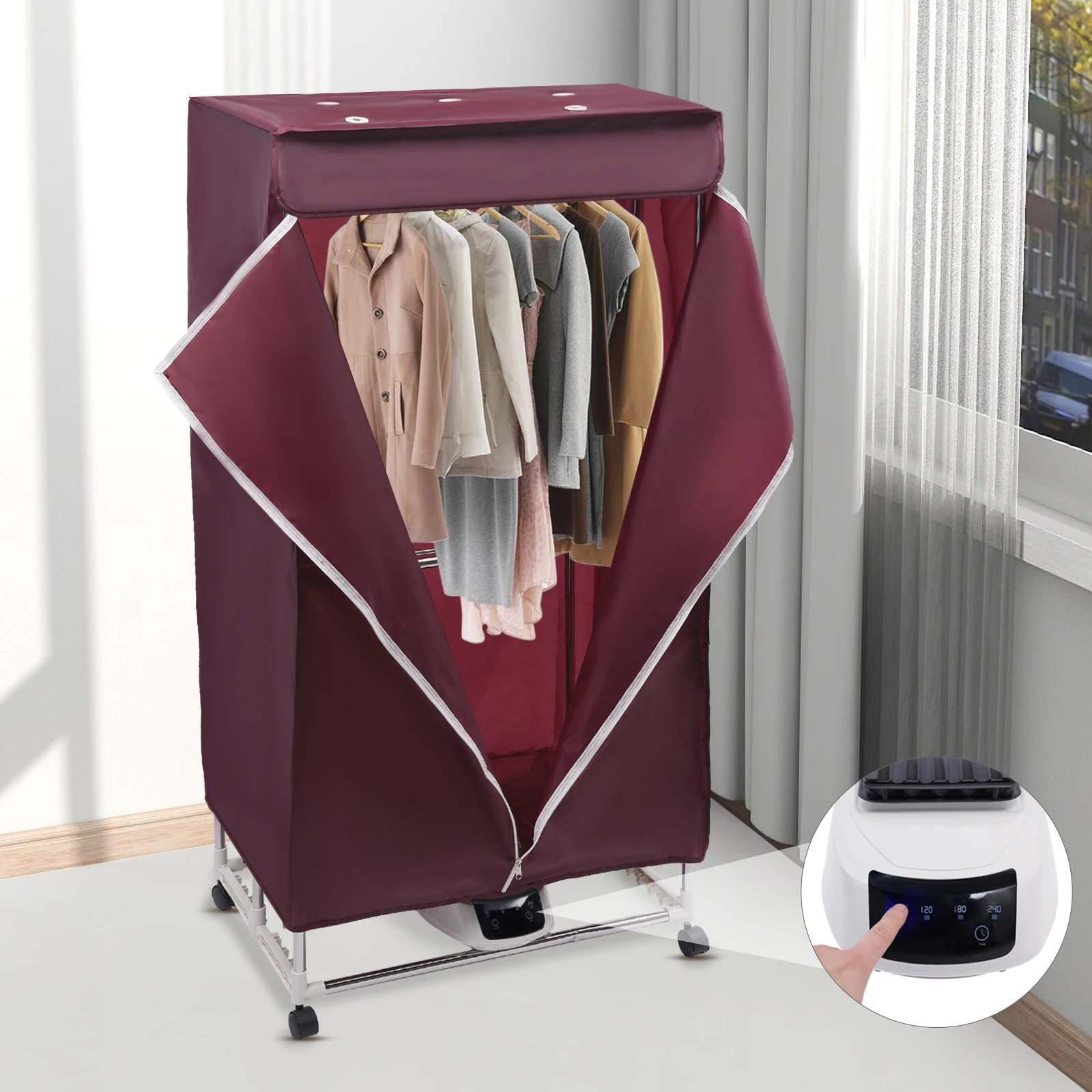 Bymaocar-Sèche-linge de voyage portable, 1200-1500W, Pliant, PTC, Chauffage à 5 couches, Électrique, EverthesDrying