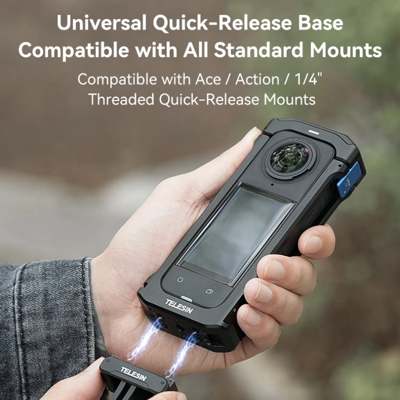 

TELESIN for Insta360 X5\X4 Sports Camera Lens Protective Case with Alumiun Alloy Lightweight and Compact Support Outdoor Cycling