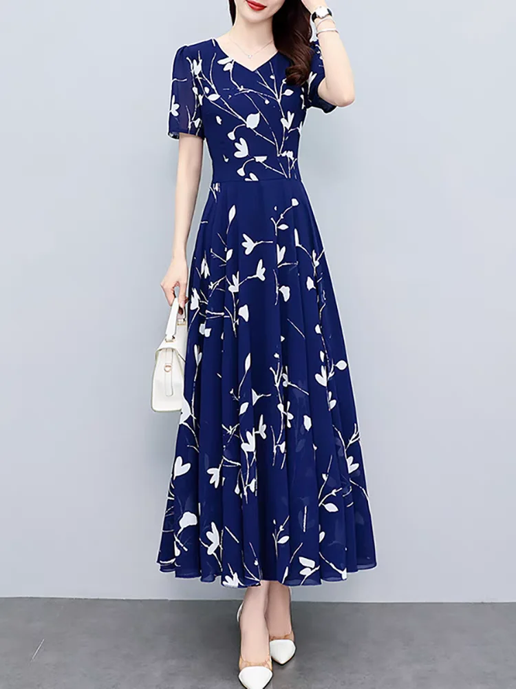 Soie glacée imprimé fleuri a-ligne Dr femmes Faion été décontracté taille haute ort Sve refroidissement confortable grande taille Dr